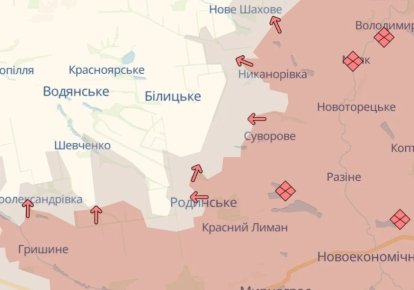 Просування росіян в районі Затишку. Карта: DeepState