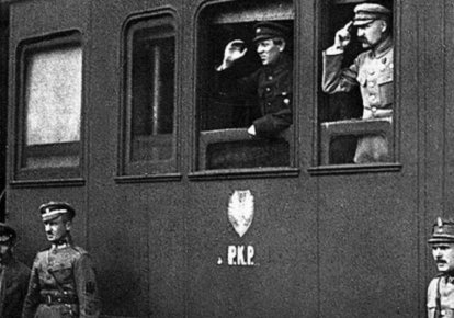 Кадр з хроніки із Симоном Петлюрою та Юзефом Пілсудським, 1920-й