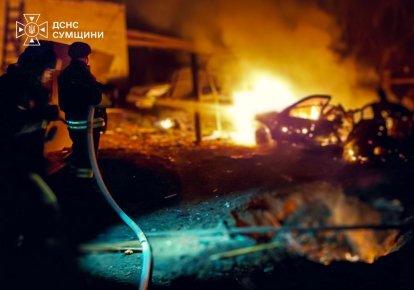 Пожежа на Сумщині після обстрілу