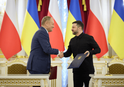 Премьер-министр Польши Дональд Туск и президент Украины Владимир Зеленский