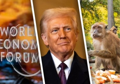 Всемирный экономический форум, Дональд Трамп и макаки-крабоеды