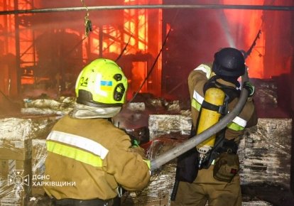 Пожар в Харькове после обстрела