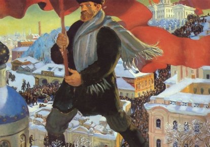 Картина  "Більшовик". Борис Кустодієв, 1920 рік