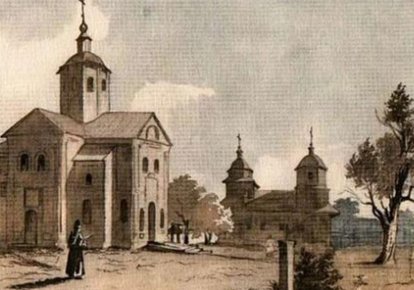 Мотронинский монастырь. Рисунок Тараса Шевченко 1845 г.