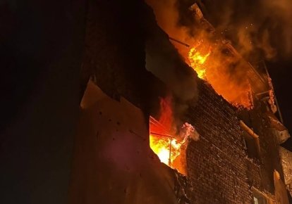 Пожежа від обстрілу в Чугуєві