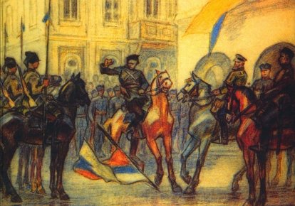 Події 31 серпня на Думській площі. Малюнок Леоніда Перфецького