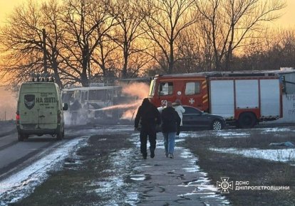 Удар по автобусу с шахтерами