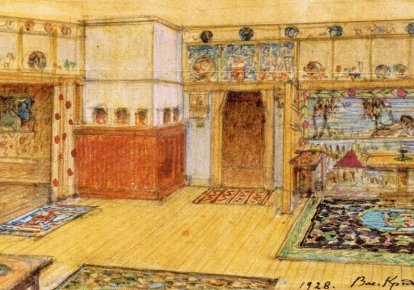 Интерьеры музея-мастерской Василия Кричевского, расположенной на мансарде дома Грушевских. Рисованные художником по памяти в 1928 г.