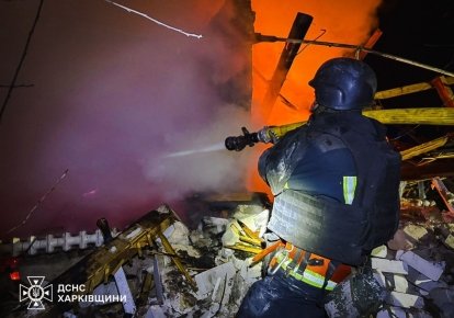 Пожежа від обстрілу на Харківщині