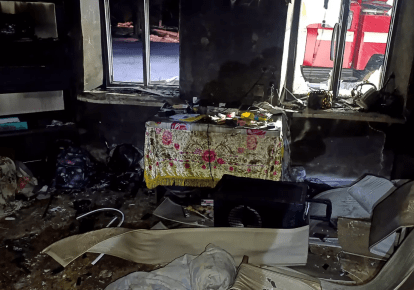 Последствия пожара, вспыхнувшего после взрыва газового баллона