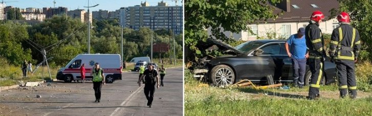 В Хмельницком пьяная водитель "Мерседеса" влетела в столб и сбила мать с ребенком на тротуаре