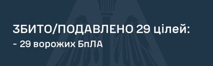 Воздушные силы обезвредили 29 из 37 вражеских дронов в ночь на 19 февраля.