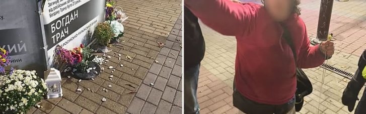 В Хмельницком женщина повредила лампадки и разбросала цветы у портретов павших Защитников