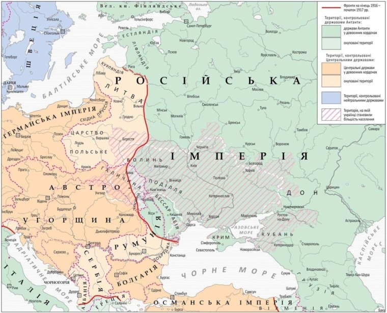 Східний фронт Першої світової війни на початку 1917 року. Автор карти: Дмитро Вортман