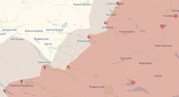 Продвижение российской армии в Донецкой области