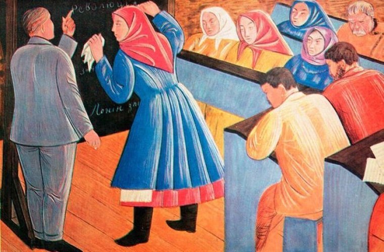 Картина "В школе ликбеза", Василий Седляр