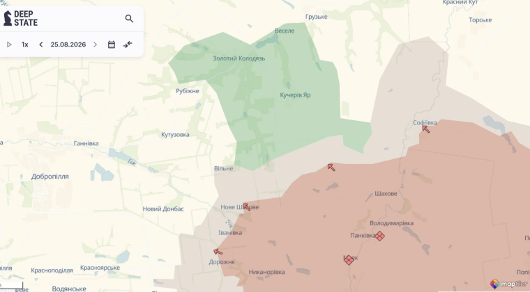Карта бойових дій на Донеччині станом на 25 серпня