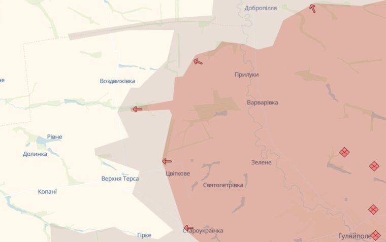Карта боїв у Запорізькій області