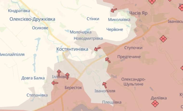 Карта просування росіян