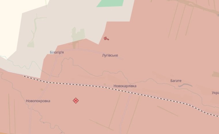 Карта боев вблизи Луговского