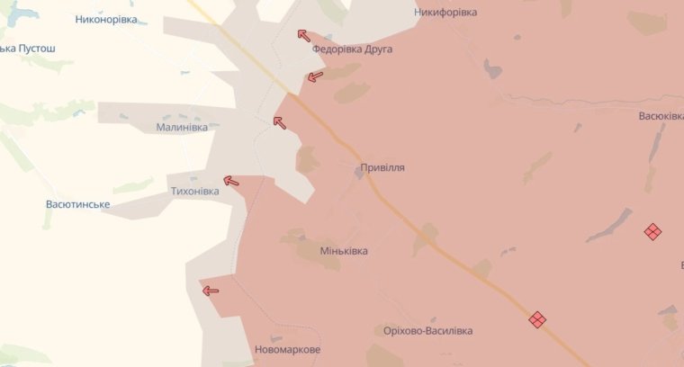 Продвижение окупантов в Донецкой области