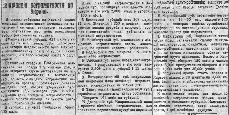 Ликвидация неграмотности в Украине, 1921 год