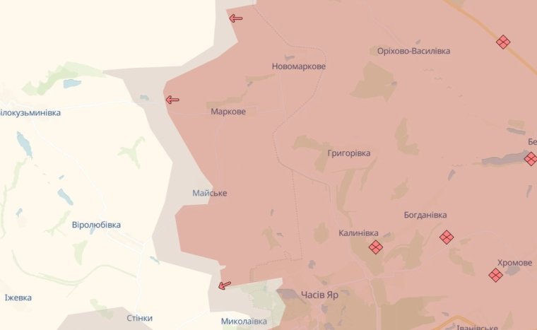Карта боев близ Майского