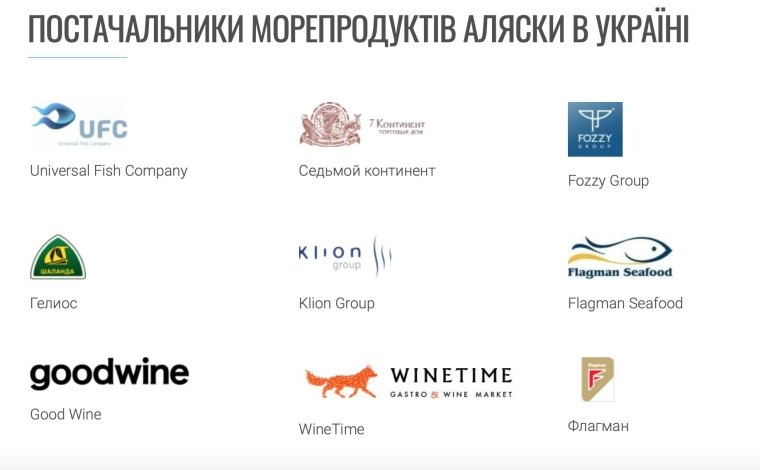 мережі, що продають продукти Alaska Seafood