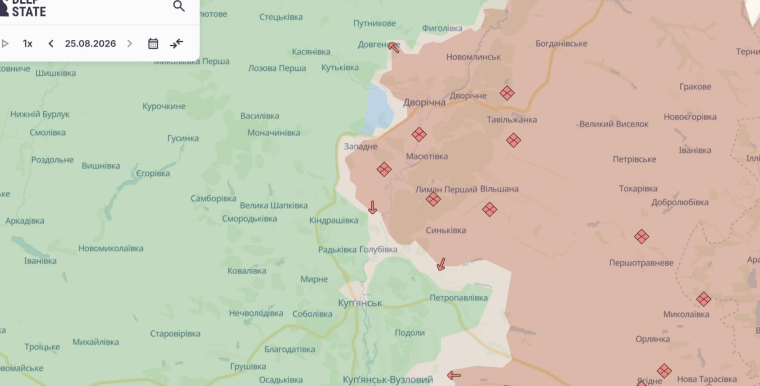 Карта бойових дій на Харківщині станом на 25 серпня