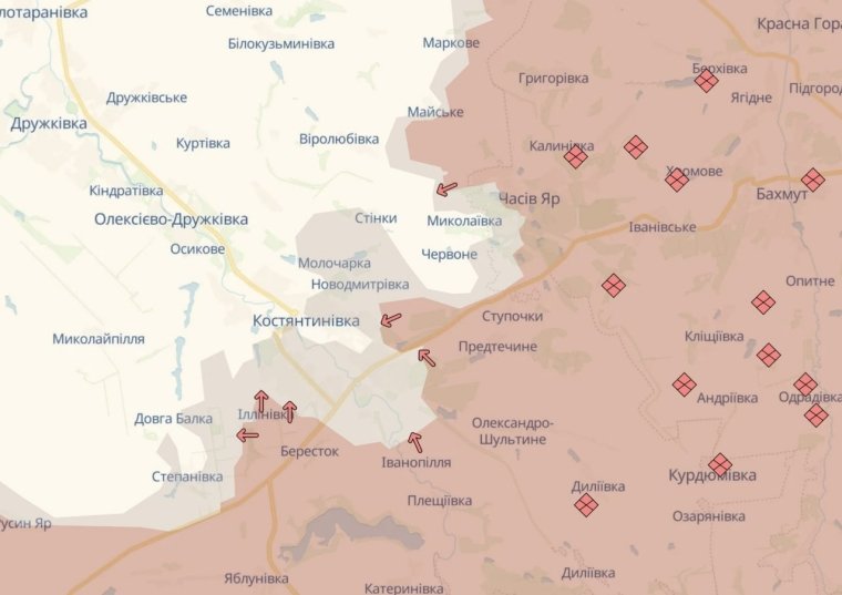 Примерная карта боевых действий на 7 августа в 22:31/DeepStateMap