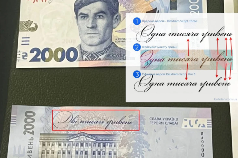 НБУ замінить крадений шрифт від росіянки на новій банкноті 2000 грн