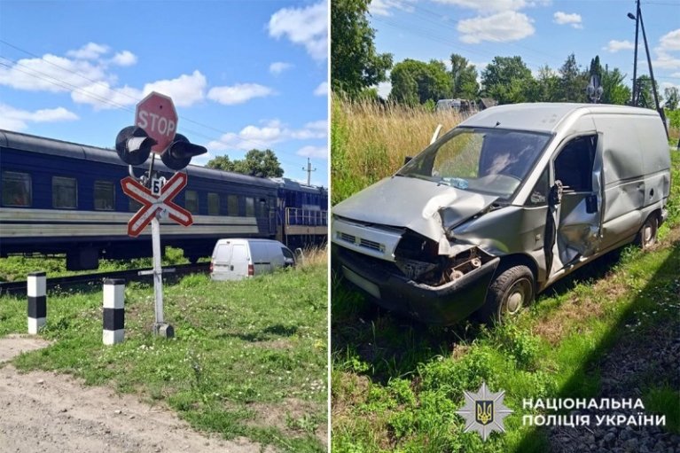 Водитель авто на Хмельнитчине выехал на переезд и столкнулся в поезде