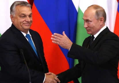 Прем'єр-міністр Угорщини Віктор Орбан та президент РФ Володимир Путін;