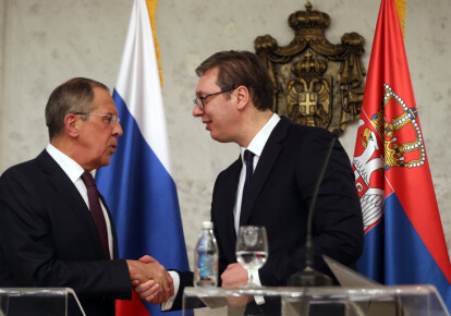 Глава МИД РФ Сергей Лавров и президент Сербии Александар Вучич