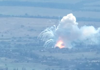 Скриншот с видео, уничтожение окупантов