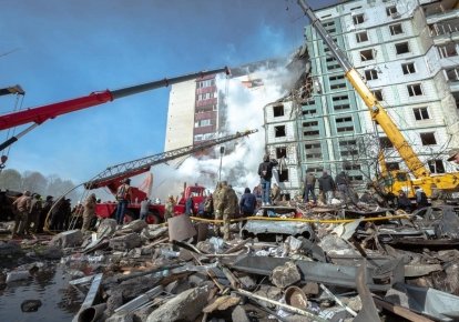 Разрушенная решистами многоэтажка в Киеве