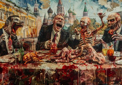 Картина Евгения Никитина из серии "Пикник по случаю инаугурации".