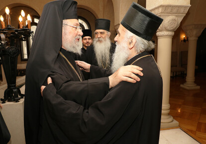 Архієпископ Кіпрський Хризостом II (ліворуч) і Патріарх Сербський Іриней. Фото: spc.rs