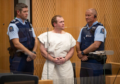 Брентон Таррант в залі суду. Фото: Getty Images
