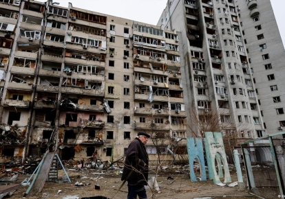 Дом, попавший под обстрел российских оккупантов
