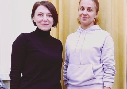 Анна Маляр с Наталией Калмыковой сделано в дни увольнения Киева и области