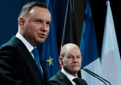 Президент Польши Анджей Дуда и канцлер Германии Олаф Шольц;