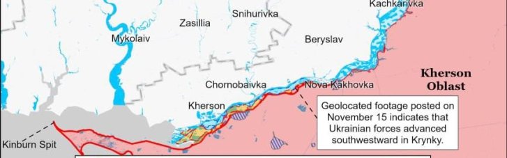 ВСУ контролируют 10 км² территории на левобережье Херсонщины, - ISW