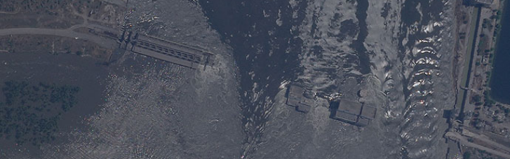 В сети обнародовали первый спутниковый снимок уничтоженной Каховской ГЭС