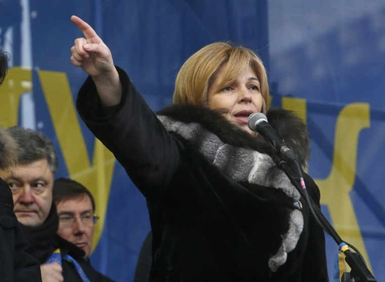 Ольга Богомолец во время Народного вече на Майдане Независимости в Киеве, 15 декабря 2013 г.
