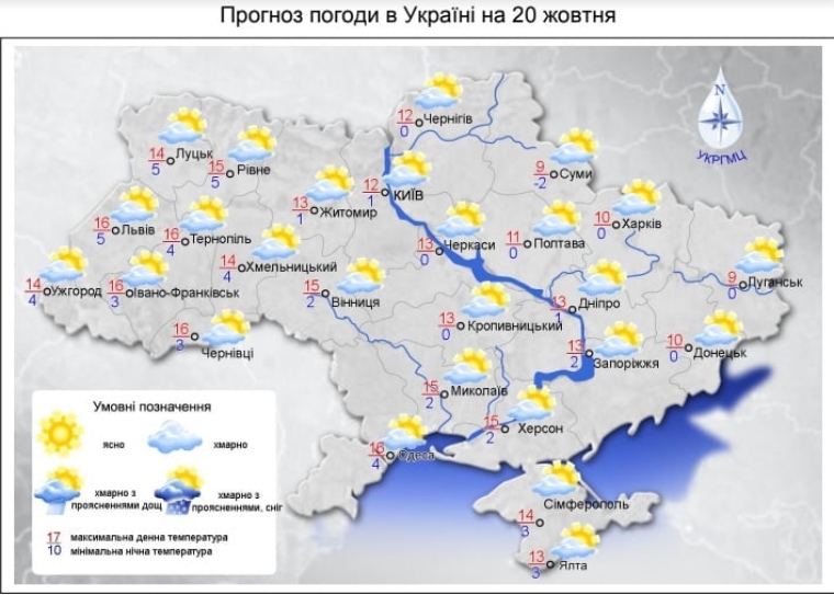 Погода в Україні на 20 жовтня