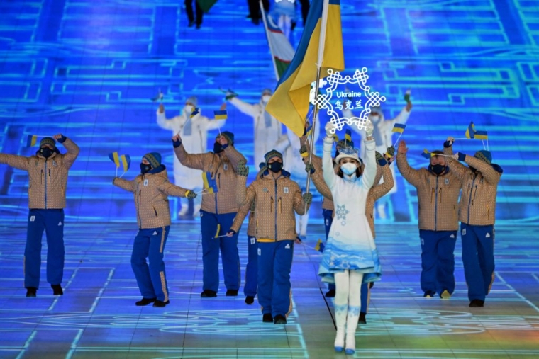 Українська команда під час церемонії відкриття Олімпіади