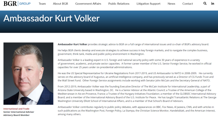 Профіль Курта Волкера на сайті BGR Group/bgrdc.com