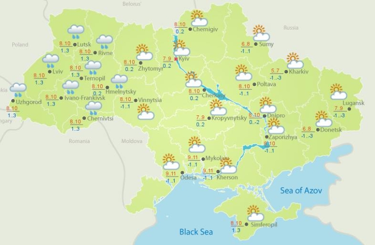 Погода в Украине на 21 февраля;