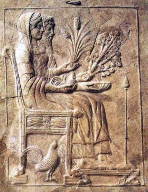 Персефона и Аид на троне подземного царства, 480-450 гг. до н.э. Экспозиция Национального музея Калабрии, Италия